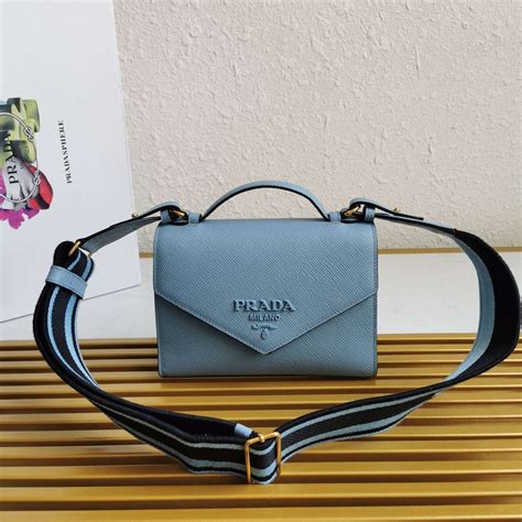 prada monochrome saffiano leather bag clay gray ink blue